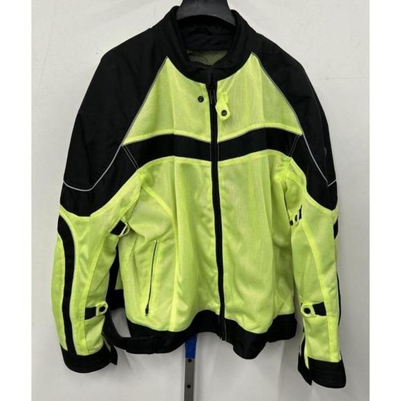 BILT Men's Hi-Vis Neon Mesh Motorcycle Jacket Black Safety Riding Size 4XL - Picture 2 of 6